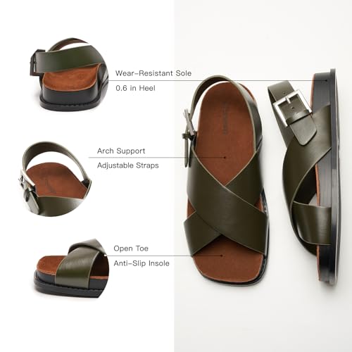 Image of C.Paravano Women Sandals | Women's Slide Sandals | Comfortable Dressy Flat Sandals | Sandals with Arch Support | Adjustable Buckle Slip On