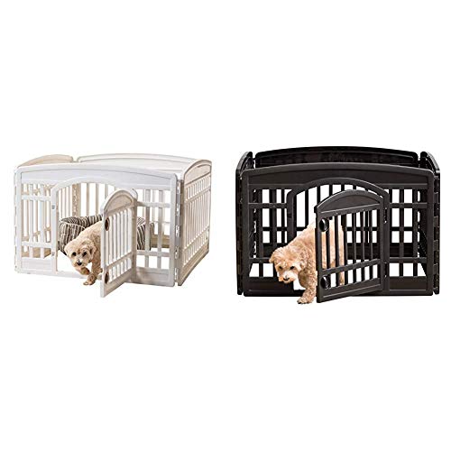 IRIS USA 24” 4-Panel Playpens for Dog, Puppy, Black and White Set