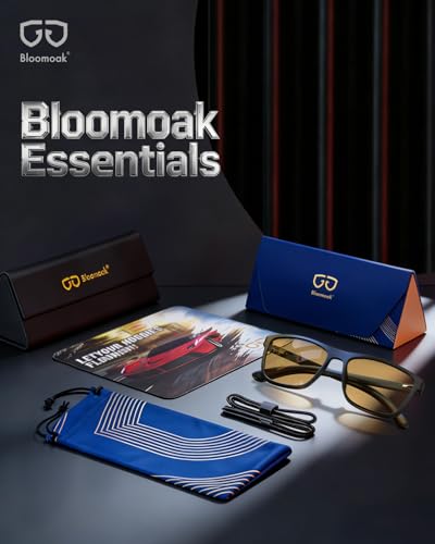 Image of Bloomoak-99% Blue Light Blocking Glasses - Gaming Glasses - Anti Glare - Anti Fatigue -Suitable for Screens, Games, TVs