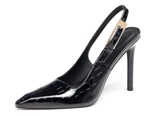 Image of Coutgo Women's Slingback High Heels Pointed Toe Stilettos Metal Buckle Dress Party Pump Shoes