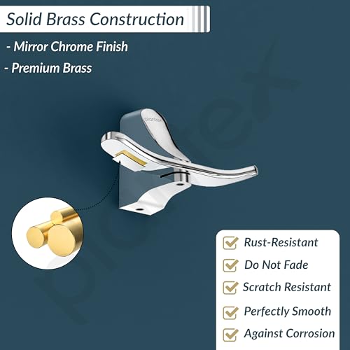 Image of Plantex Brass Robe Hook for Bathroom /Hooks for Clothes Hanging /Wall Hanging Hook /Cloth Hanger for Wall /Bathroom Accessories (Chrome)