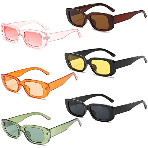 CHAOSELF Retro Sonnenbrille Damen - Rechteckig 90er Style UV400 Schutz Leicht