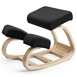 Kniestuhl mit dicken Schaumstoffpolstern und Massivholzrahmen, schwarz, für Zuhause, Büro, Meditation und Yoga