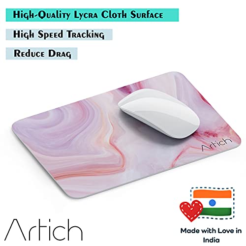 Image of Artich Designer Gaming Mouse Pad for Office Laptop /Computer with Super Soft Non-Slip Rubber Base and Lycra Cloth Surface for Silky Touch Rectangle (Holy Smoke of Time Marble)
