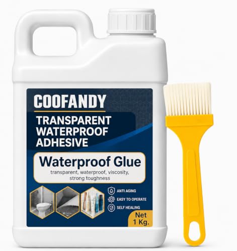 Image of COOFANDY Crack Seal Glue with Brush Transparent Waterproof Resin Epoxy for Roof Leakage, Waterproof Glue for Waterproofing, Roof Water Leakage Solution,Clear Crack Seal Agent for Wall & Repairs(1 KG)