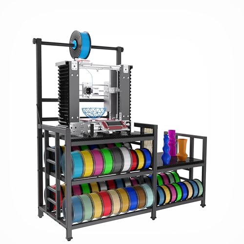 MILEFA Reinforced 3D Printer Stand Heavy-Duty 3D Printer Filament Storage Stand, Rolling Stable Spool Organizer Rack for