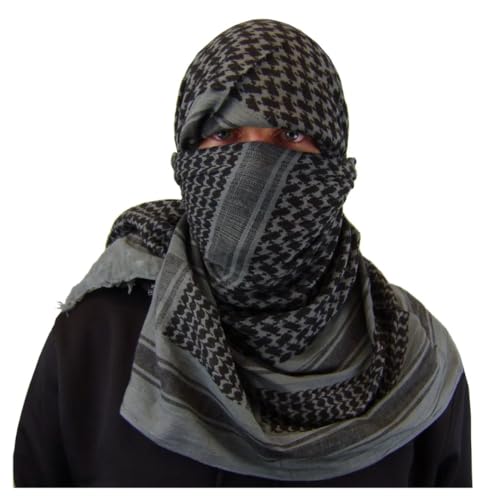 Image of Cotton Shemagh Keffiyeh Scarf - Lightweight Tactical Desert Head Neck Wrap, Sun Protection Outdoor Scarf for Summer Hiking