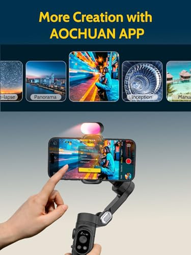 Handheld 3-axis Gimbal Stabilizer for iPhone&Android Smartphone Gimbal Anti-Shake w/ 1/4 Thread,RGB Magnetic Light,AI Tracking Phone Gimbal for Vlogging for TikTok,YouTube-Smart X Kit Black - Image 6