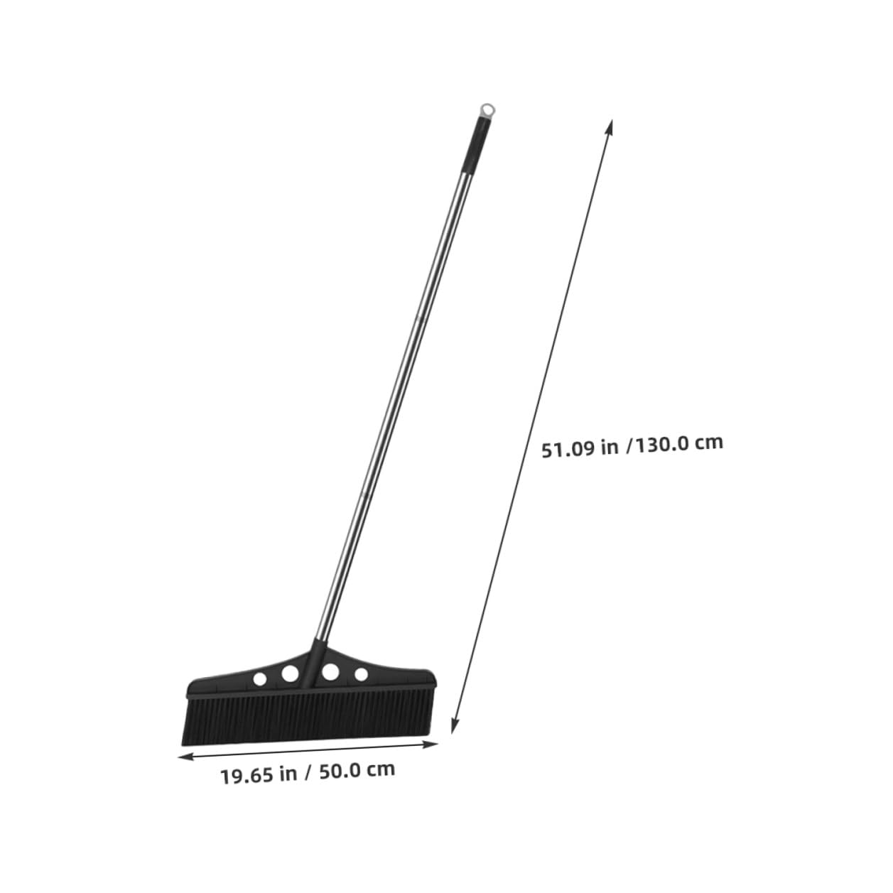 Escoba Ancha Negra con Cabeza de Acero Inoxidable y Nylon para Exteriores Desmontable Mango Largo Ergonómico, Adecuado para Limpieza de Jardines, Patios y Superficies de Concreto