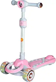 DM Toys Patinete Radical Luzes Ajustavel Lean-to-Steer 3 Rodas com Led e Som até 80kg Rosa