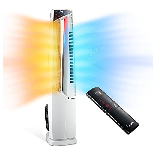 Lasko Oscillating Hybrid Fan and Space Heater for Home, All Season High Velocity Hybrid with Tip-Over Switch, Remote Control, Timer and Thermostat, 37.5 Inches, White, 1500W, FHV820