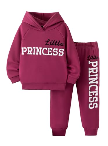 Little Girls Fall Outfits Graphic Long Sleeve Hoodie and Sweatpants Set