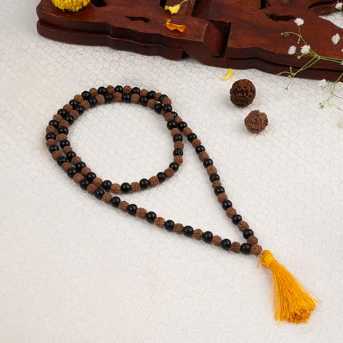 Image of Astrotalk Divya Rudraksha Karungali Mala 8mm 108+1 Beads | Original Rudraksha and karungali malai for Protection & Peace | Jap Mala for Meditation | Gift for Man & Woman | Premium Gift Box