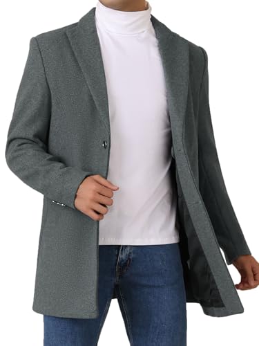 Image of Lars Amadeus Winter Gray Overcoat for Men