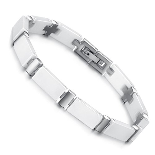 Bracelet élégant femme acier inoxydable et céramique blanche Cupimatch