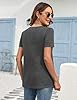 MOLERANI T Shirts for Women UK Round Neck Loose Casual Puff Short Sleeve Summer Tee Tops Front Pleated T Shirt Grey 2XL #3
