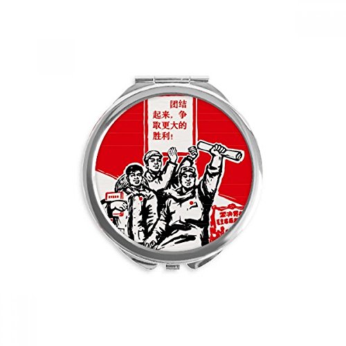 Miroir rond de poche livre rouge Mao de maquillage à la main portable multicolore 2,6 pouces
