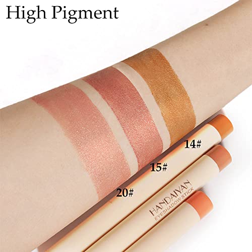 Bingbrush 3 Pcs Cream Eyeshadow Stick Eyeliner Pencil, Metallic Brown Gold Eyeshadow Stick,Twist-Up Design & Built-In Sharpener, Easy-To-Apply And Compact For Travel - Cruelty-Free And Vegan #TOP5