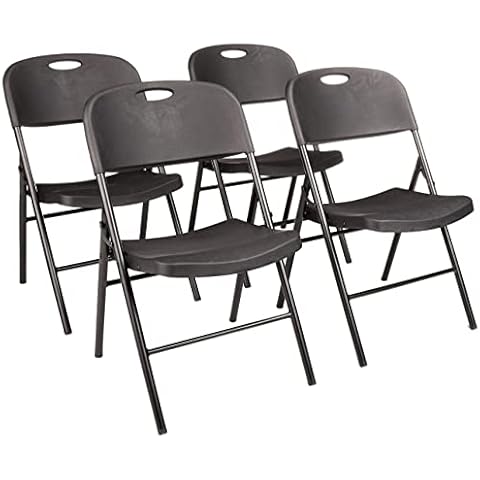 Amazon Basics - Set de 4 sillas plegables de plástico y metal, negro Cover