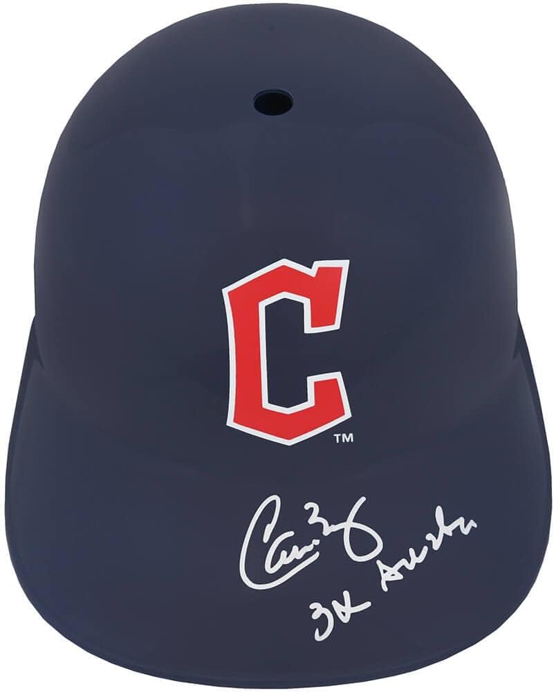 Carlos Baerga Signed Cleveland Guardians Souvenir Replica Batting Helmet w/3x All Star - Autographed MLB Helmets