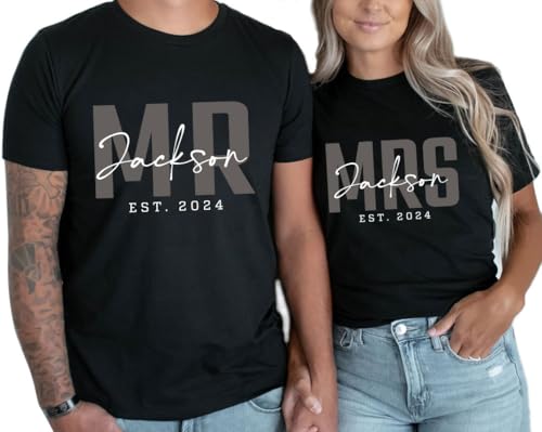 Personalized Mr Mrs Shirts, Bride Groom Shirt, Husband Wife Shirts, Bride Tshirt, Just Married Shirt, Honeymoon Outfits