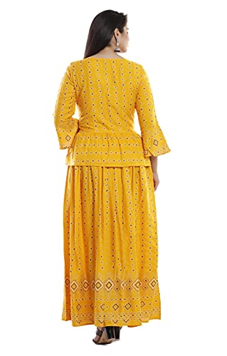 Image of Women's Rayon Printed Top and Skirts Set