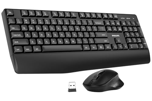 Philips SPT6348 Wireless Keyboard and Mouse Combo, Ergonomic 2.4GHz