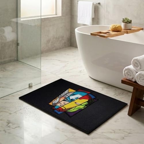 Image of Athom Living Marvel and Avengers Kids Bathmat- Multi-Colour Nylon, Anti-Skid with Durable Latex Backing, Fun Superhero Design, Easy to Clean, Perfect Entryway or Playroom Mat, 37x57 cm, Pack of 1