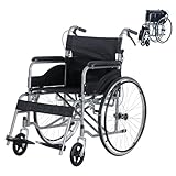 Foldable Wheelchairs for Adults Lightweight Aluminium Self Propelled Wheelchair Folding Transit Wheel Chairs for Heavy People150KG Adjustable Footrest Dual Brakes 18inch Seat (24inch Wheel Grey)