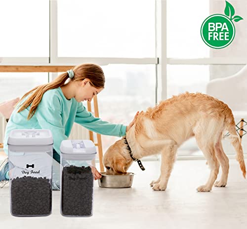 Geyecete - Aufbewahrungsdose für Hundefutter und Leckerlis, transparenter Kunststoff, Vorratsdose für Hundefutter und Hundeleckerlis, 2er Set Futtertonne 4.5L