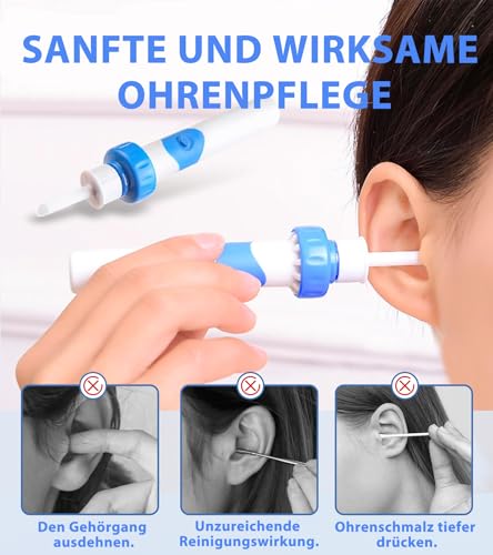 Oroclear Ohrenschmalz-Sauger Set,Elektrisch Ohrenreiniger Entferner,Ohrenschmalz-Reiniger Mit 2 Waschbaren Ersatzköpfen Sicheres Und Weiches Ear Cleaner,FüR Kinder Und Ohrreiniger Erwachsene