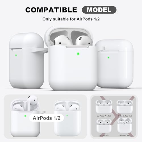 Image of AirPods Case Cover with Keychain, Full Protective Silicone AirPods Accessories Skin Cover for Women Girl with Apple AirPods Wireless Charging Case,Front LED Visible-White