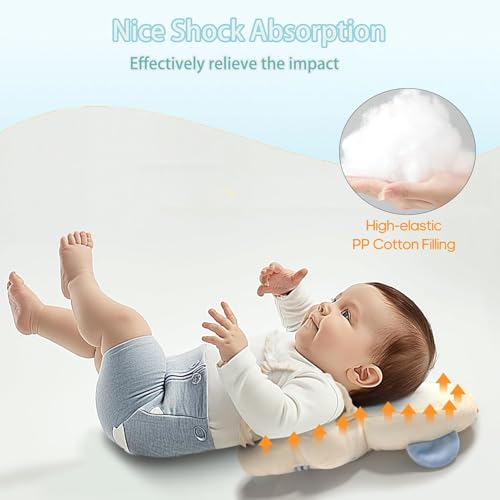 Image of Baby Head Protector Backpack, Toddler Baby Head Protection Backpack with Baby Knee Pads Alarm Function for Walking & Crawling, Soft, Breathable and Wearing Safety Baby Head Protector-White