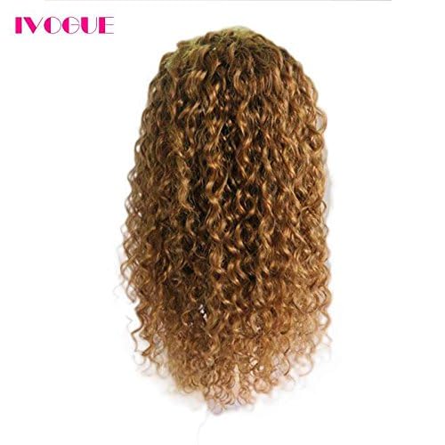 #30 Honey Blonde Human Hair Wigs Virgin Brazilian Kinky Curly Lace Front Wig Glueless Lace Wigs Human Hair (18inch)