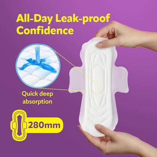 Image of Evereve Comfort Sanitary Pads for Women, XL 280mm, 16 Pads, Thick Soft Fabric, Breathable Rash Free-Wear, Deep Absorption, Long Lasting Comfort, All Day Freshness, Best for Day Use