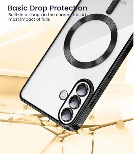 Image of VONZEE Clear Logo Electroplating Transparent Case for Samsung Galaxy S26 5G, Magnetic Plating [Support for MagSafe Charger] Electroplate TPU Cover- Black