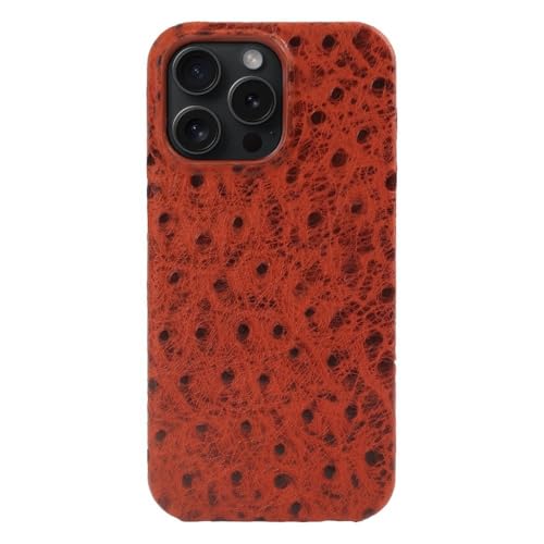 Coque arrière de luxe pour iPhone 15 Pro, style autruche rouge pour le quotidien