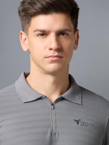 Image of TECHNOSPORT Men's Slim Fit Full Sleeve Polo T-Shirt with Collar, MATPIQ Quick Dry Moisture Wicking Polo Tee for Gym Sports Golf and Casual Wear