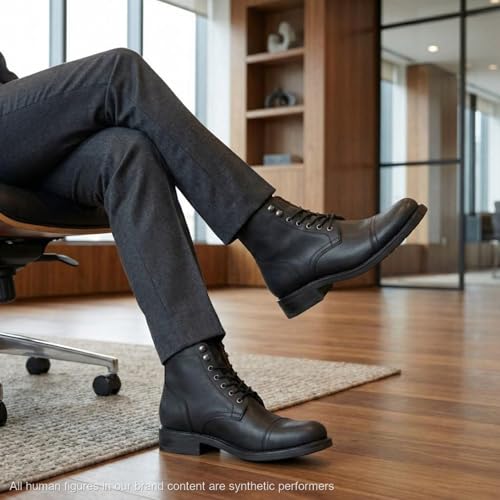 Image of SUREWAY Men's 6 inch Mid-Top Work Boot | Genuine Leather, Classic Chukka Boots, Lace-Up Ankle Boot