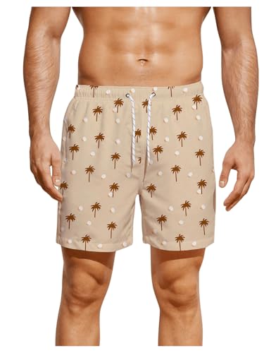 Verdusa Men's Coconut Tree Print Hawaiian Shorts Tropical Drawstring Swim Trunks with Pocket3