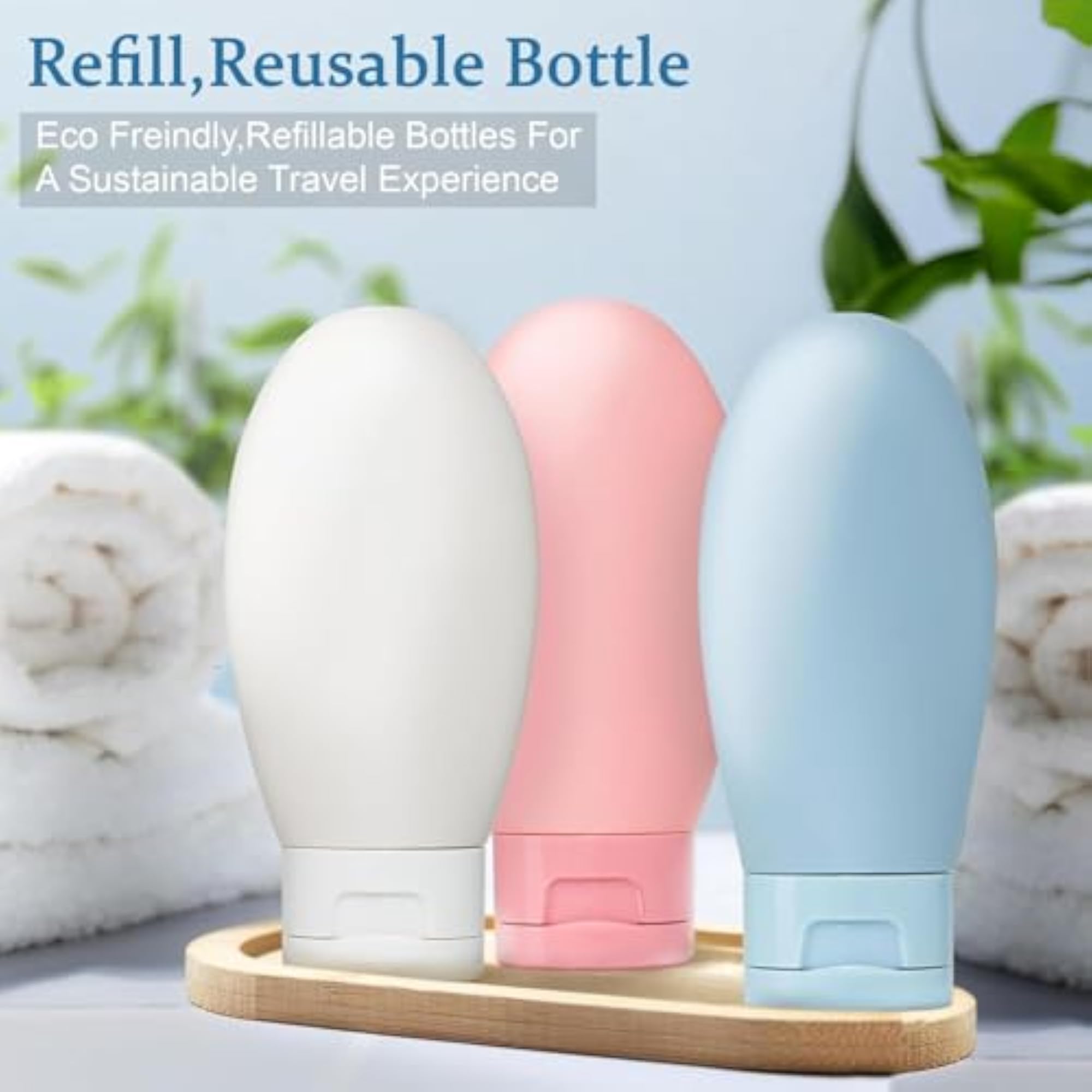 Travel Squeeze Bottles Set of 3, Leakproof Silicone
