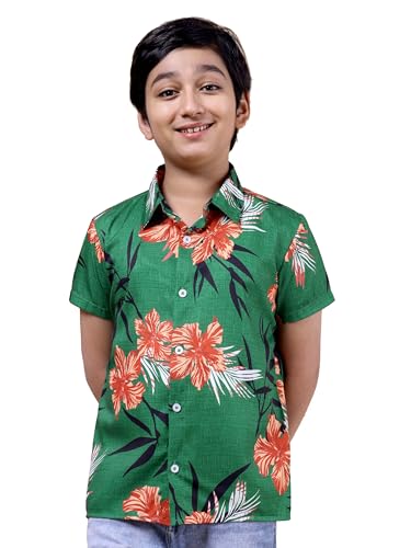 Image of Boys Printed Casual Shirt Short Sleeve Button Down Beach Shirt for Kids