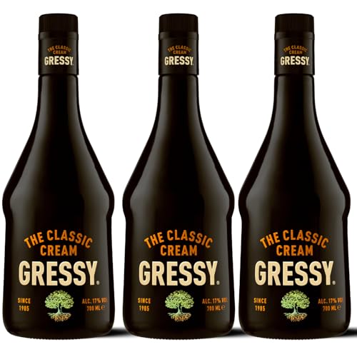 Gressy Crema de Whisky Irlandesa – Licor Suave y Ligero con 25% Menos Grasa – Pack de 3 Botellas 70cl