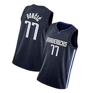 Máverícks 77# Dóncic Basketball Jerseys voor heren en dames, geborduurd mesh, sneldrogend, S-XXL Dark blue A-M