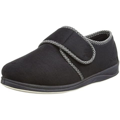 Padders Harry Wide Fitting Mens Memory Foam Slippers - Black - UK8 Cover