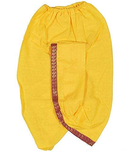 PK HUB® Traditional Krishna Dress for Kids | Janmashtami Kanha Costume Cotton Infant Bal Gopal Outfit for Boys (Pack of 8 - Kurta, Dhoti, Bansuri, Mor Pankh, Mukut, Bandhni, Kundal, Mala) 2