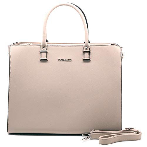 Flora&Co - Bolso de mano para mujer, elegante, para la oficina, la escuela, la compra, color Beige, talla Einheitsgröße