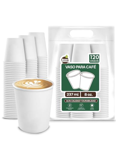La mejor comparación de Vasos para café irlandés disponible en línea para comprar. 42 Berry Green Vasos Blancos para Café de 8 oz (237 ml), Paquete de 120 Vasos, Resistentes, Perfectaos Para Cafe, Te y Todo Tipo de Bebidas Calientes, Biodegradables y Faciles de...