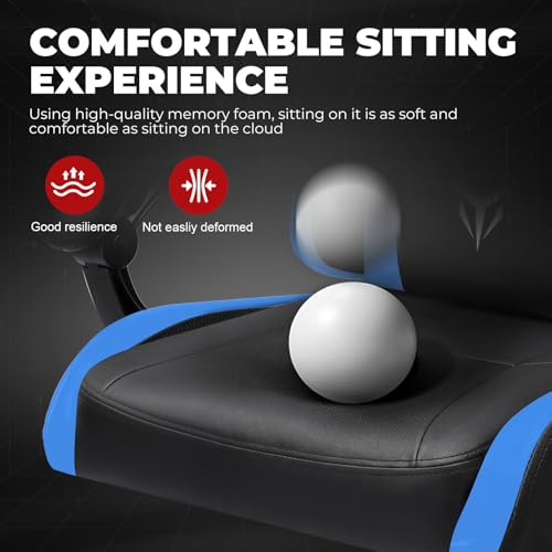 Image of GTPLAYER Gaming Chair High Back Computer Chairs for Adults, Ergonomic Height Adjustable Recliner Chair 300lbs with Linkage Armrest and Lumbar Support for Home Office, Blue