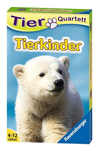 Ravensburger 20423 - Tierquartett Tierkinder, Klassiker für 3-6 Spieler ab 4-12 Jahre, 32 Tierkinder